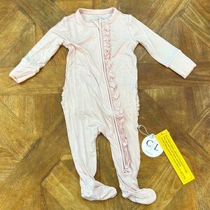 Caden Lane Pink Ruffled Footie One Piece 3-6M